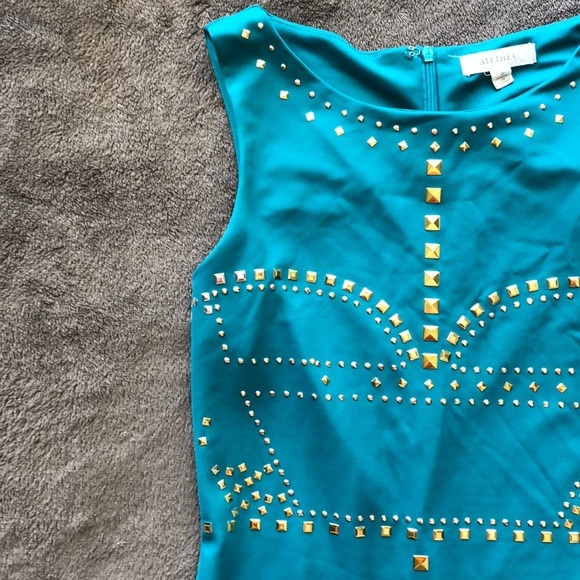 Studded mini dress. Teal. - Picture 2 of 2